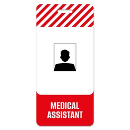 Image of Medical assistant badge with space for photo on white background