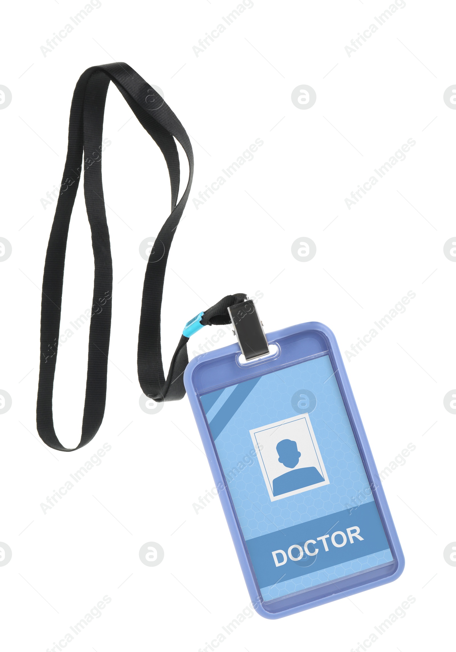 Image of Doctor's badge with string on white background