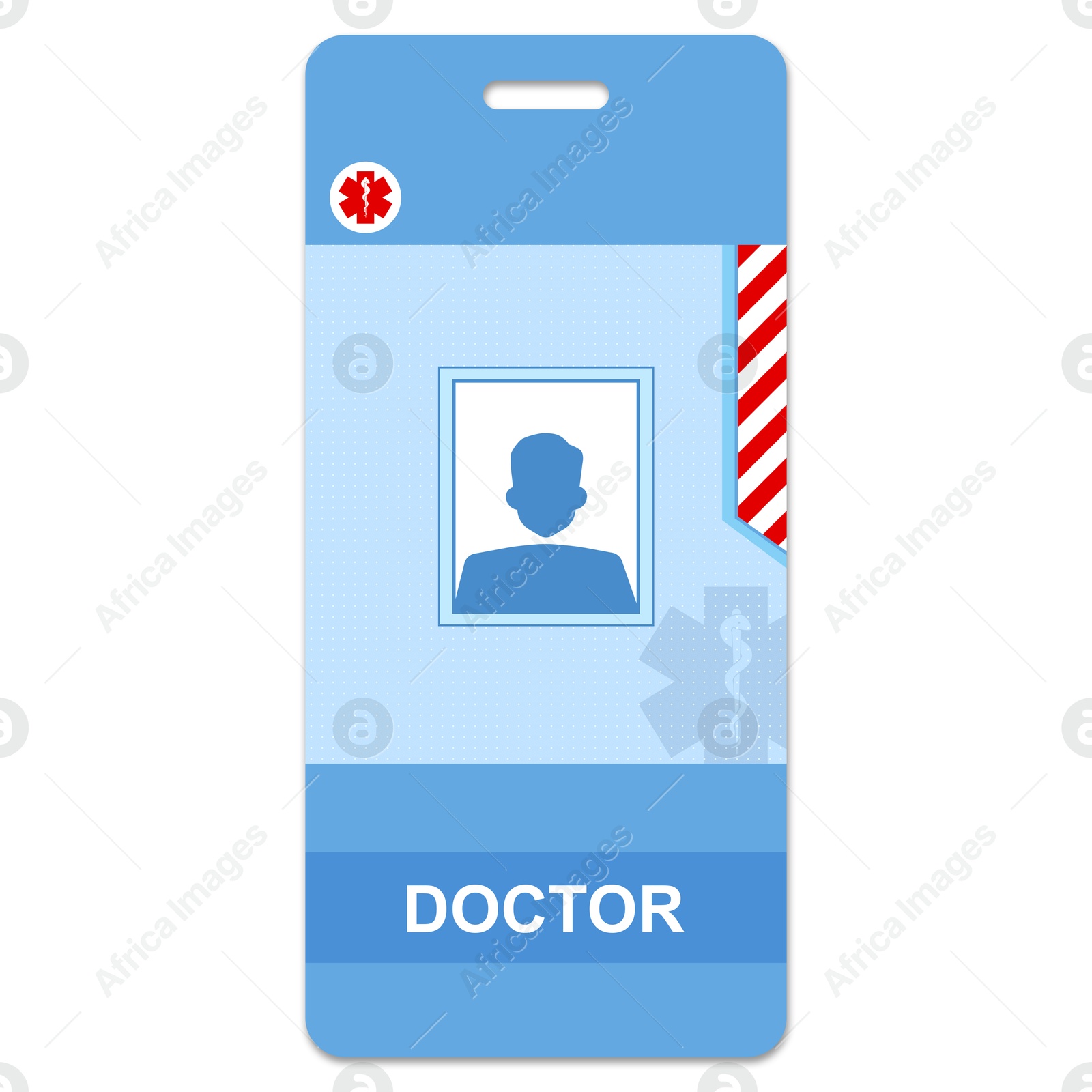 Image of Doctor's badge with space for photo on white background