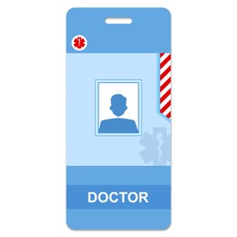 Image of Doctor's badge with space for photo on white background