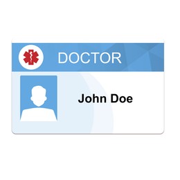 Image of Doctor's badge with space for photo on white background