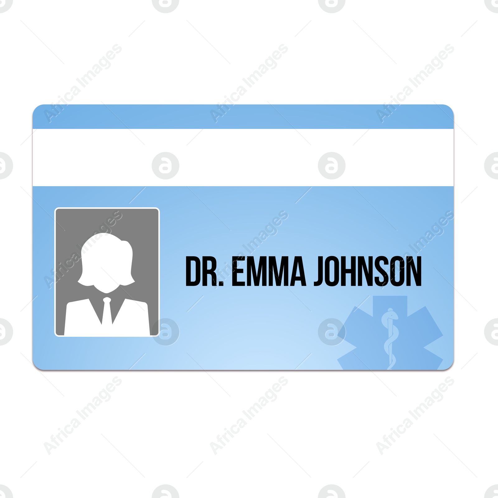 Image of Doctor's badge with space for photo on white background