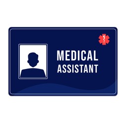 Image of Medical assistant badge with space for photo on white background