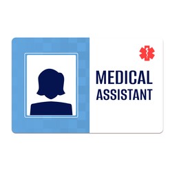 Image of Medical assistant badge with space for photo on white background