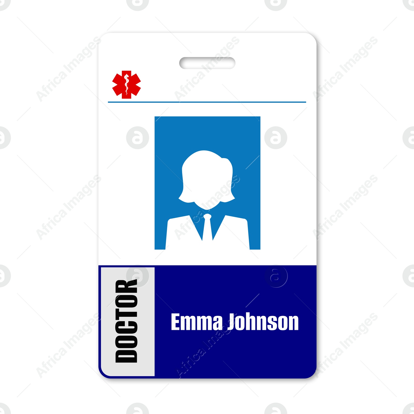 Image of Doctor's badge with space for photo on white background