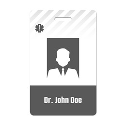 Image of Doctor's badge with space for photo on white background