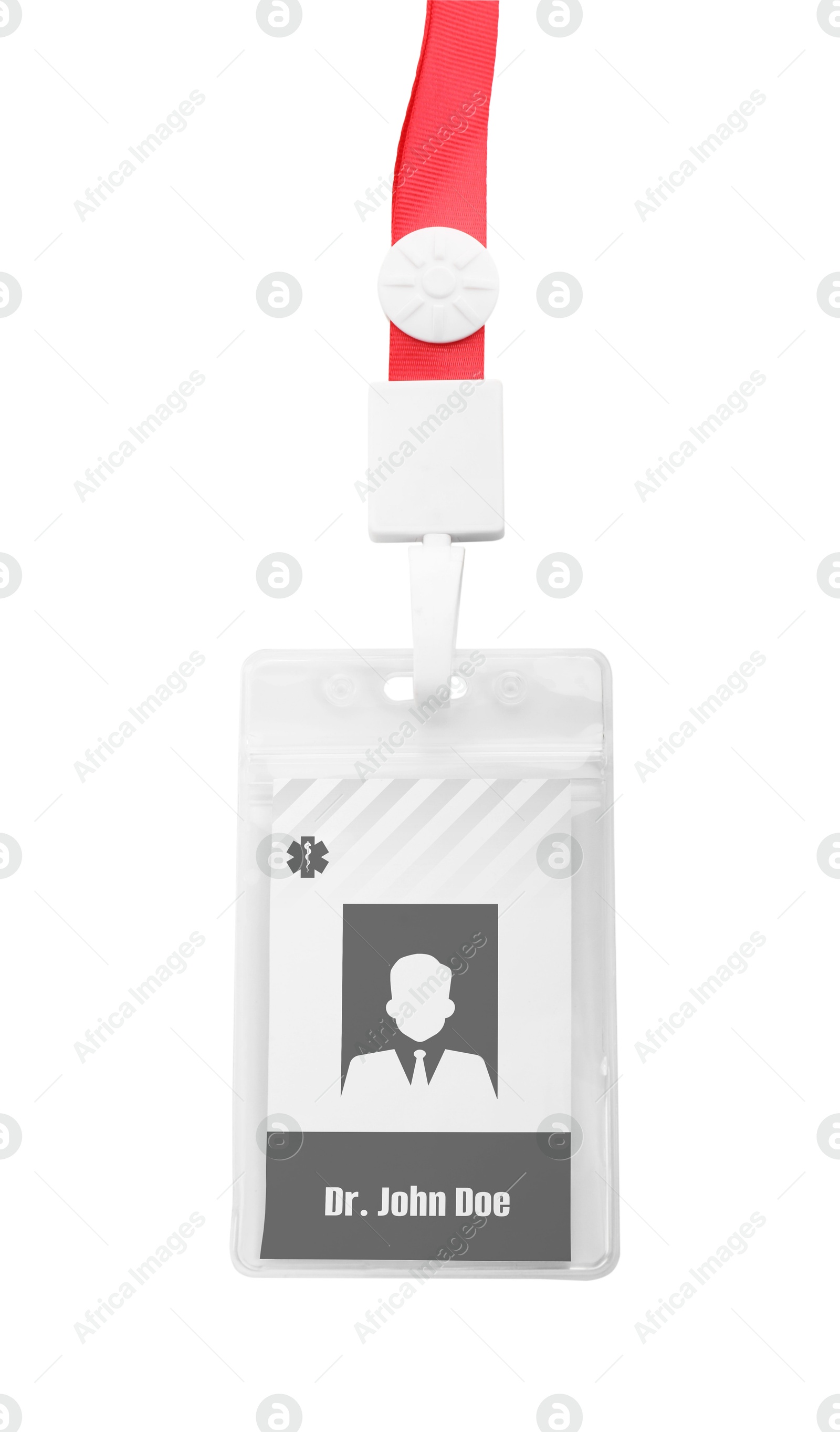 Image of Doctor's badge with string on white background