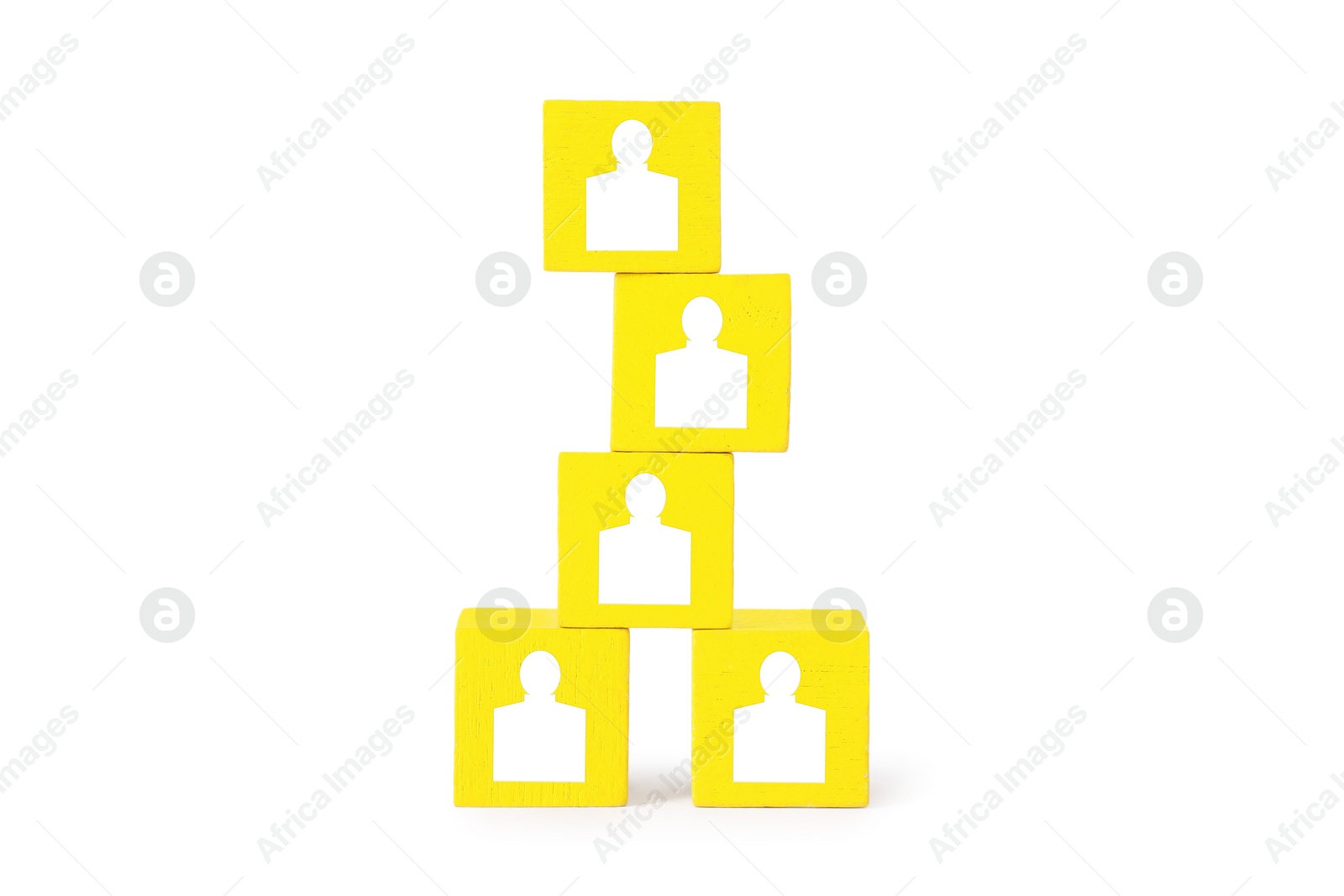 Image of Human resource. Stacked yellow cubes with human icons on white background