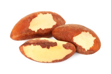 Tasty Brazil nuts isolated on white. Healthy snack