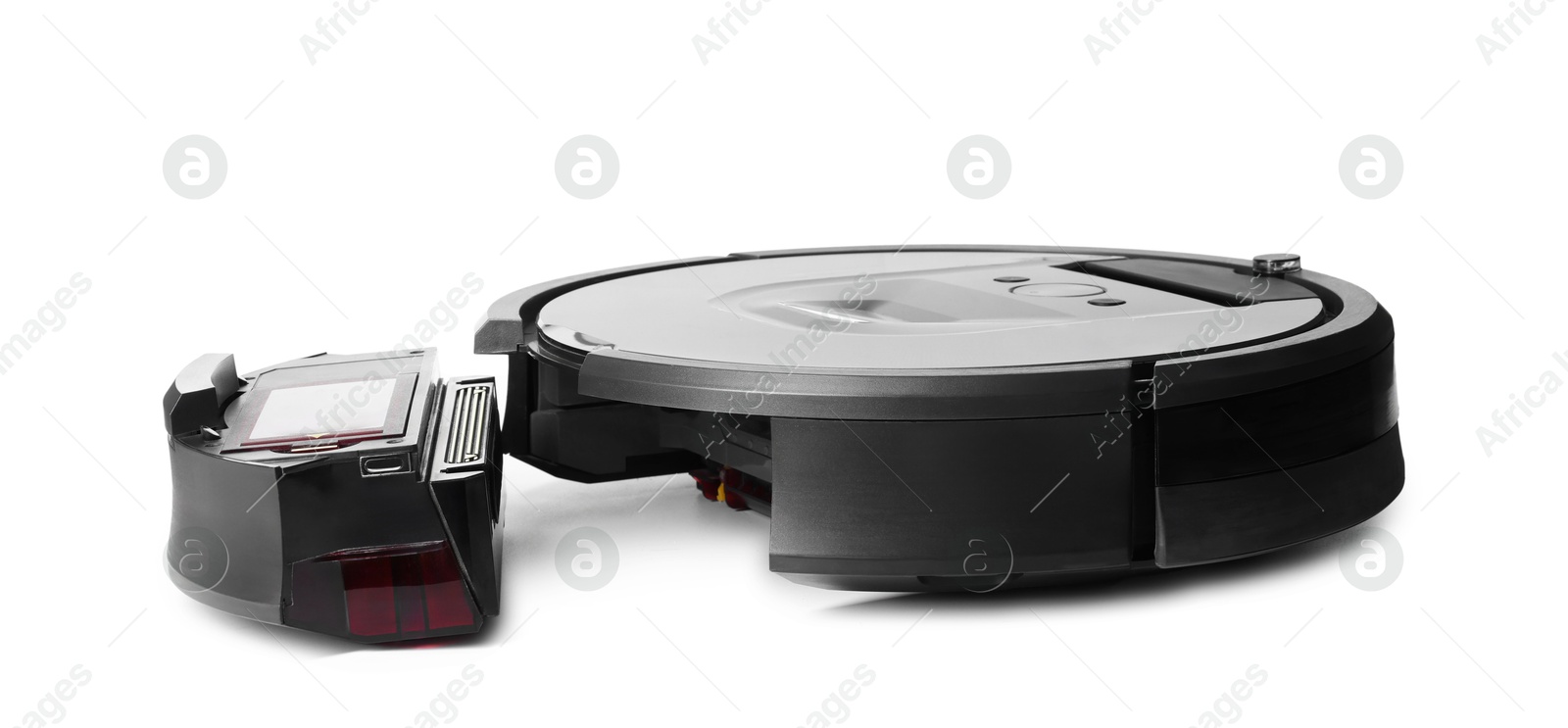 Photo of One robotic vacuum cleaner isolated on white