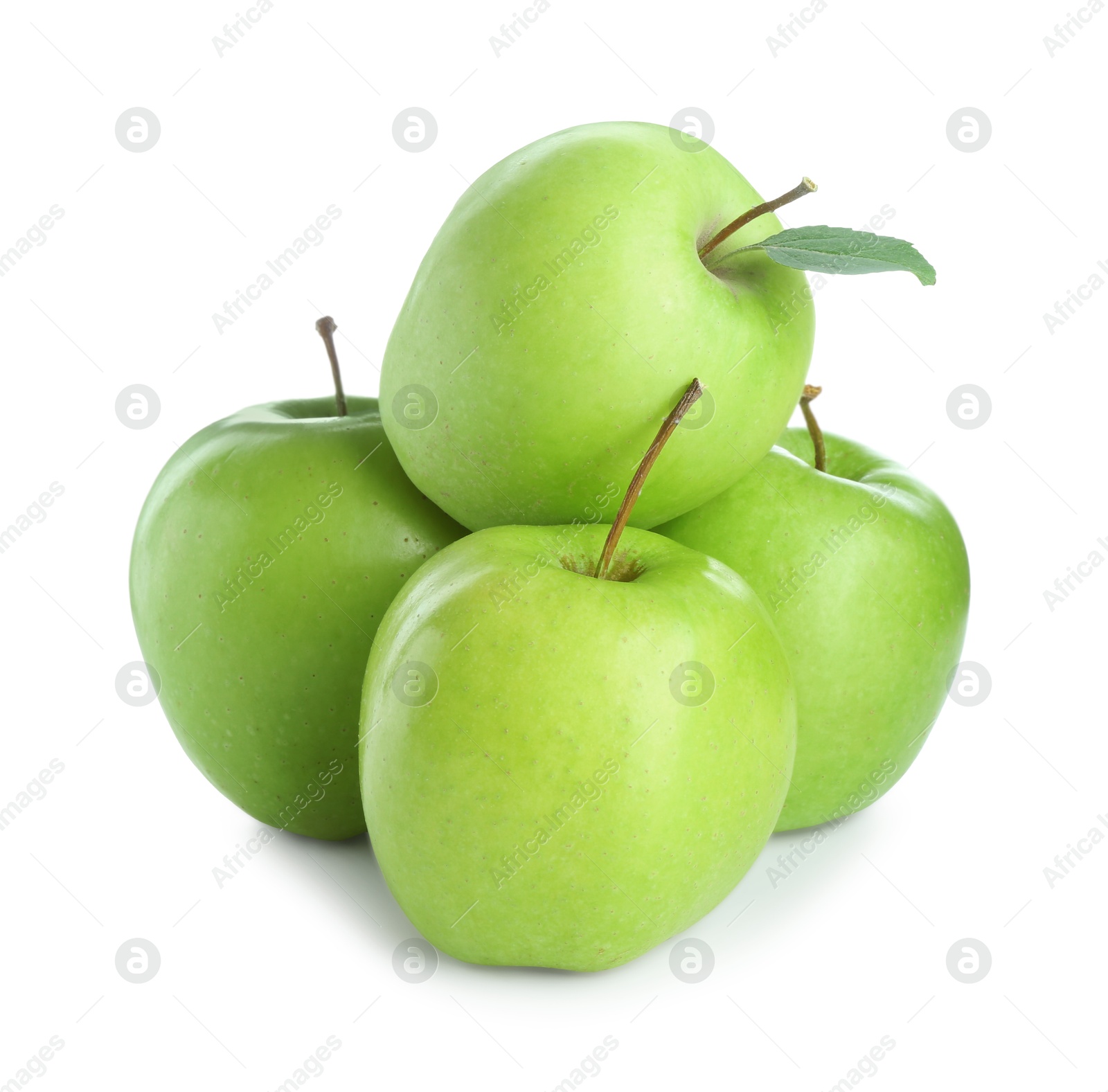 Photo of Many fresh green apples isolated on white