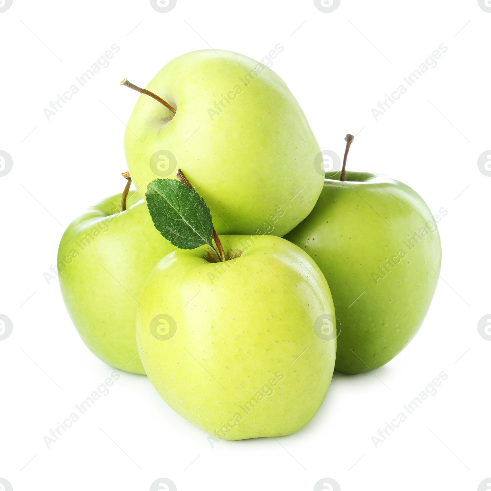 Photo of Many fresh green apples isolated on white