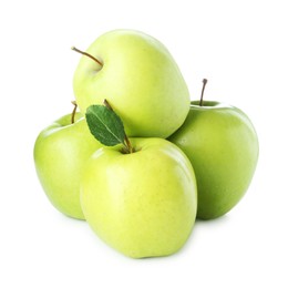 Many fresh green apples isolated on white