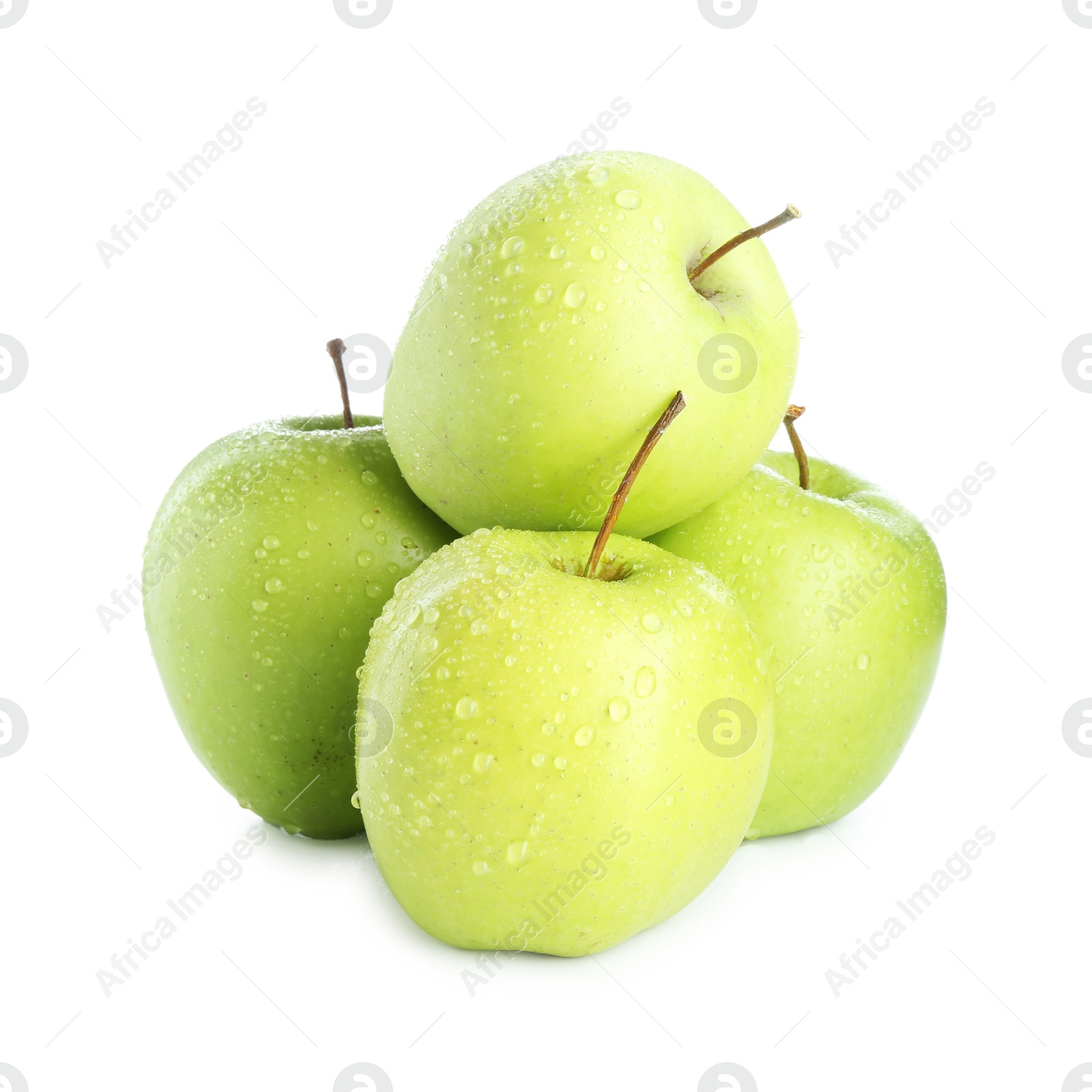 Photo of Many fresh green apples isolated on white