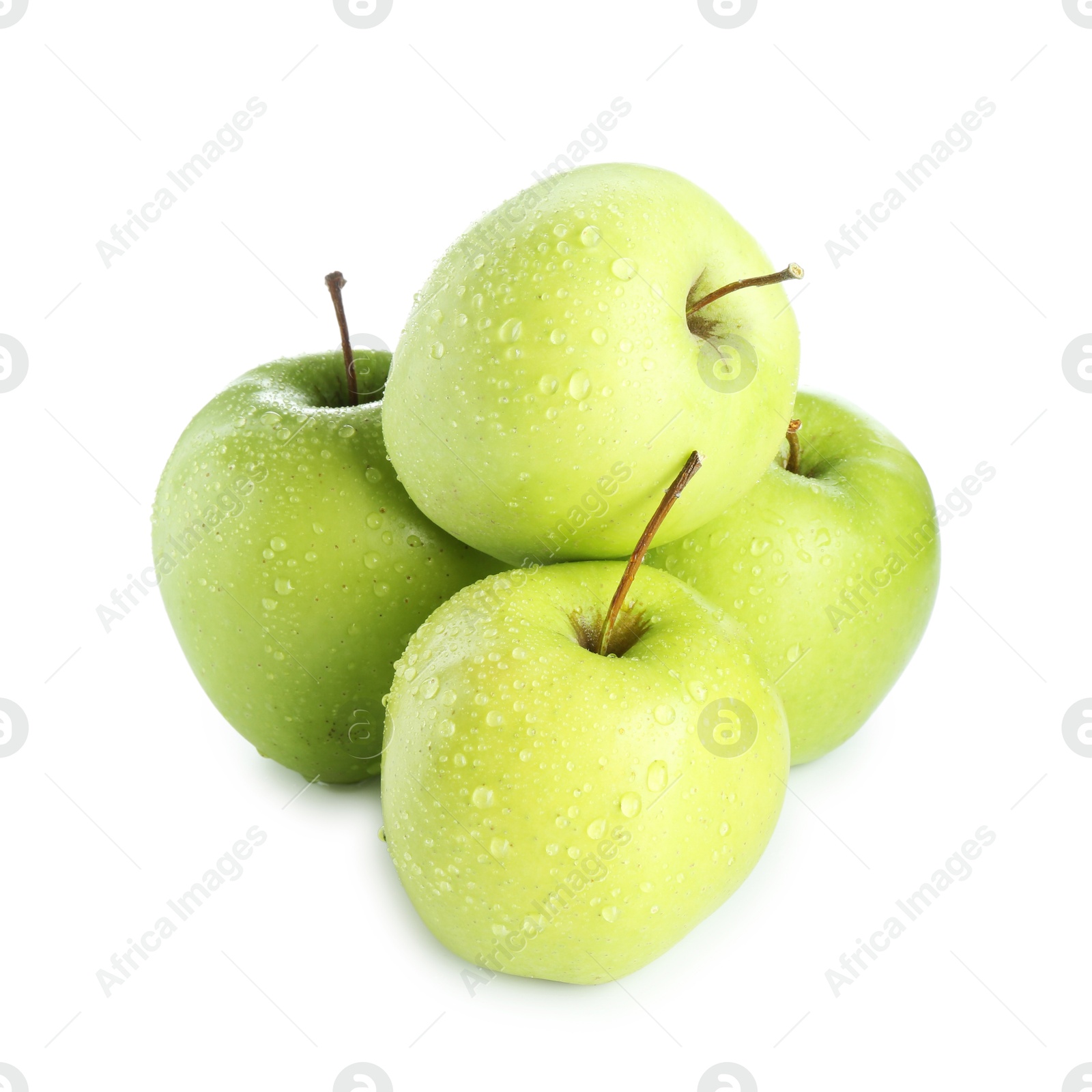 Photo of Many fresh green apples isolated on white