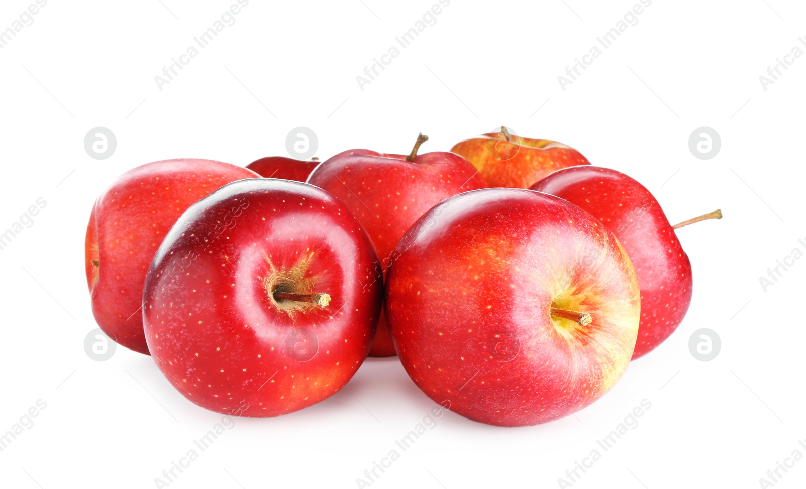 Photo of Many fresh red apples isolated on white