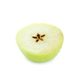 Half of fresh green apple isolated on white