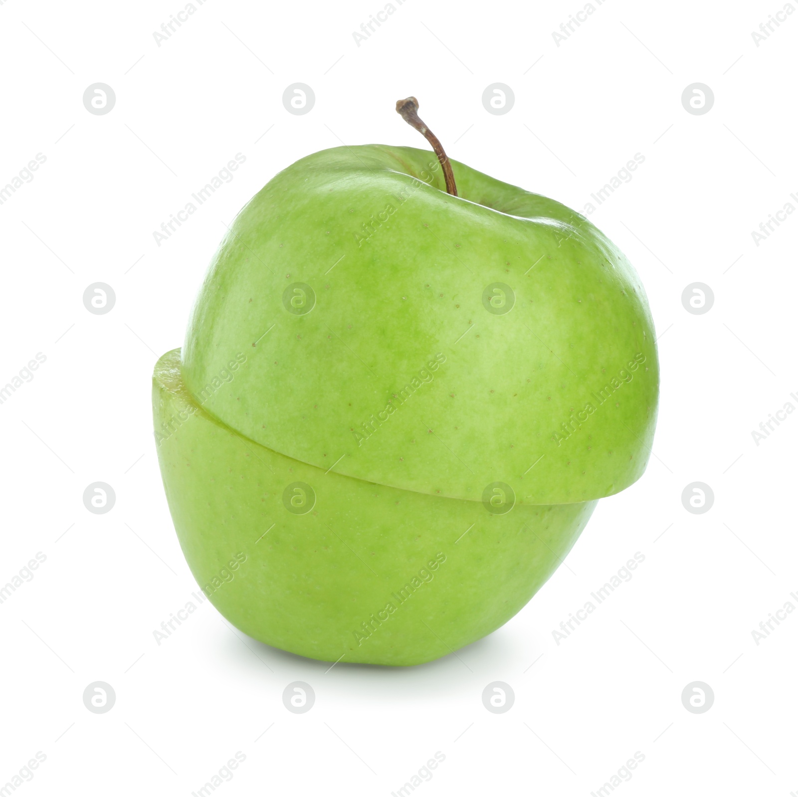 Photo of Cut fresh green apple isolated on white