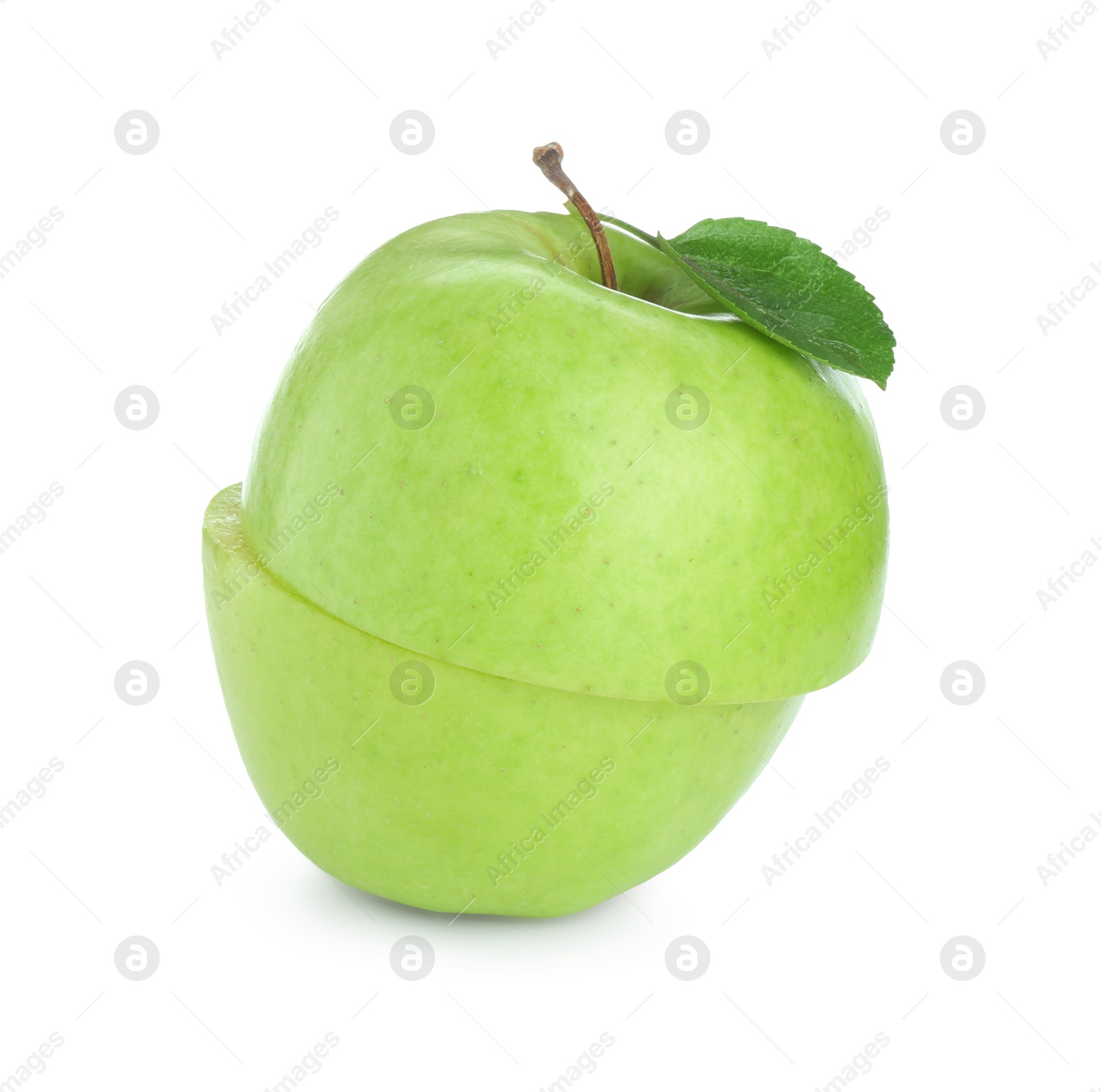 Photo of Cut fresh green apple isolated on white