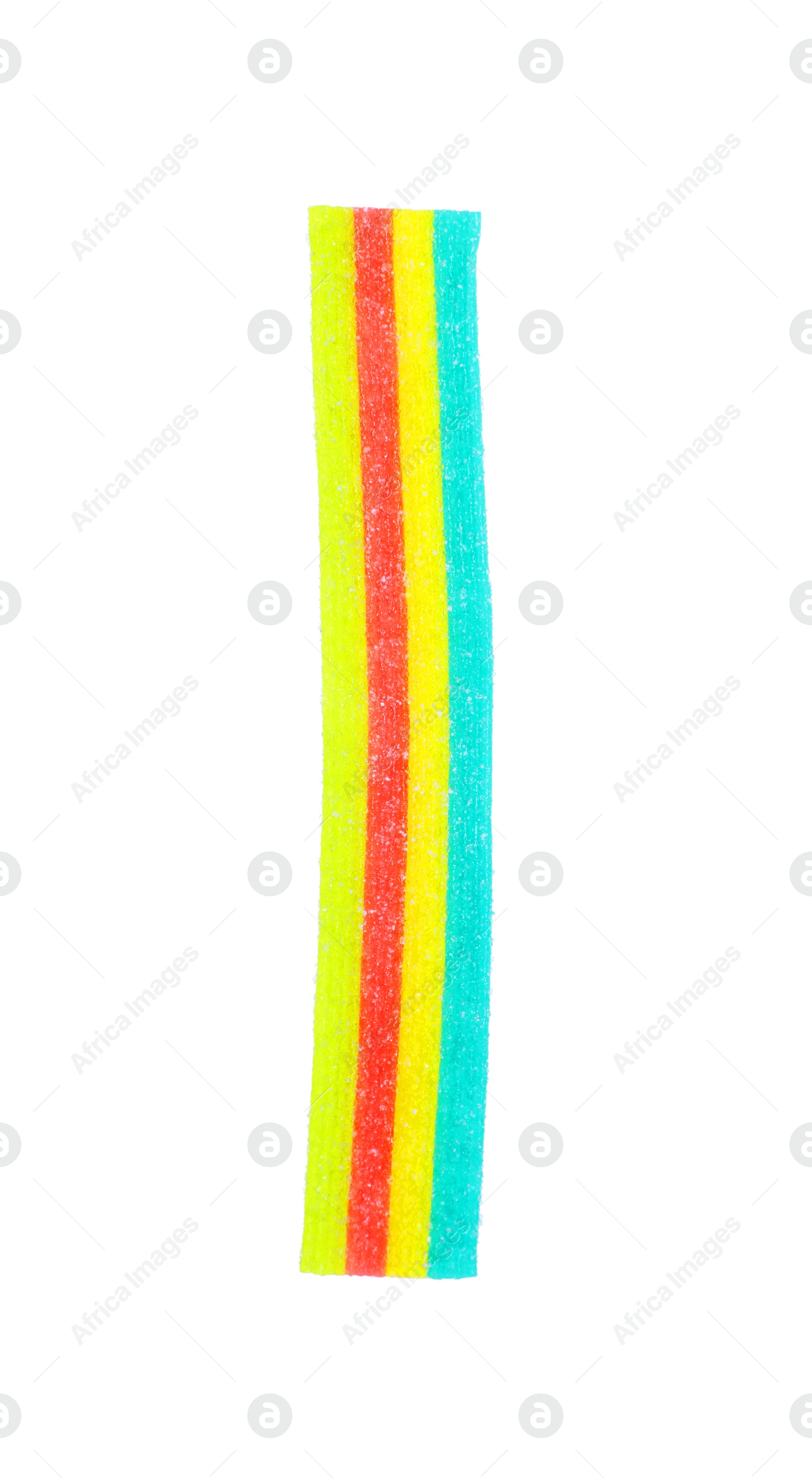 Photo of Tasty rainbow sour belt isolated on white