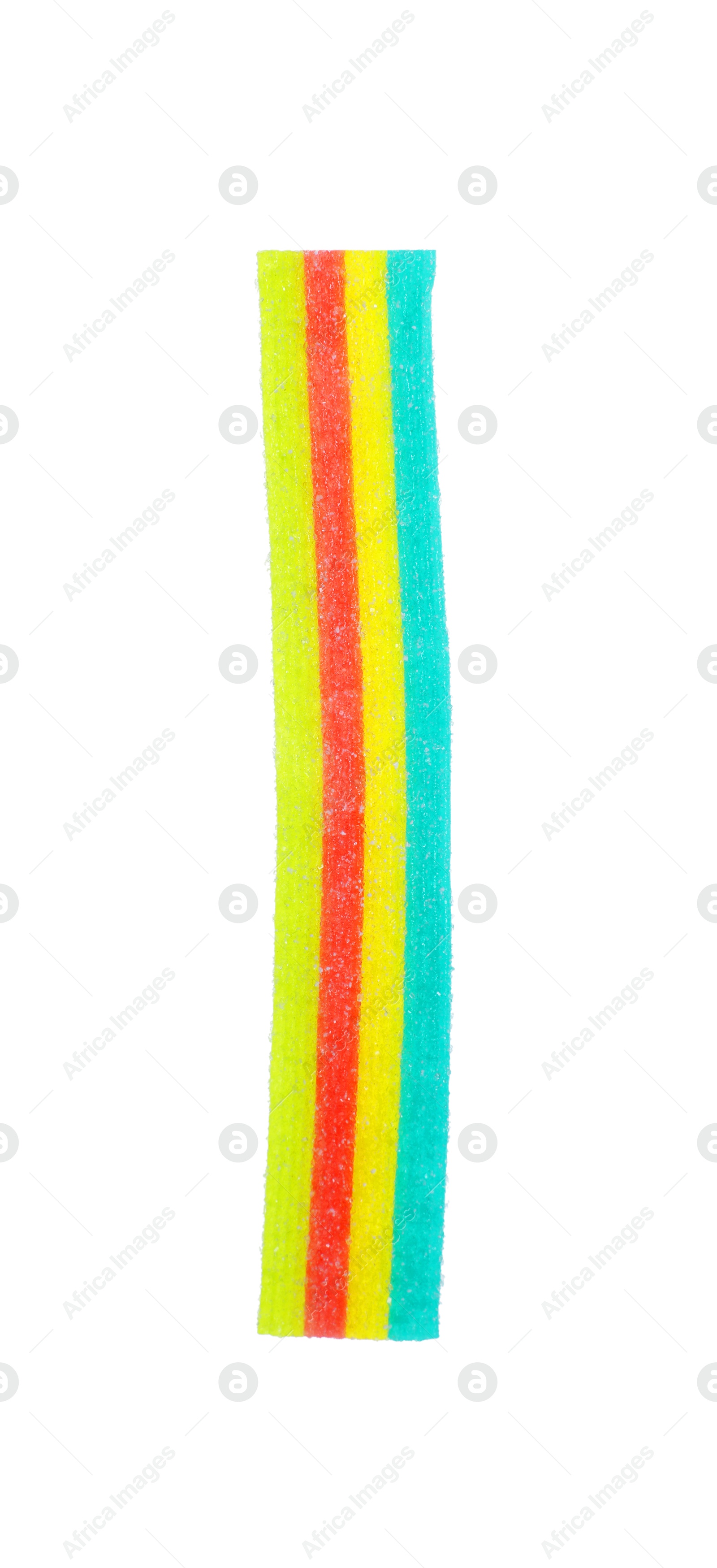 Photo of Tasty rainbow sour belt isolated on white