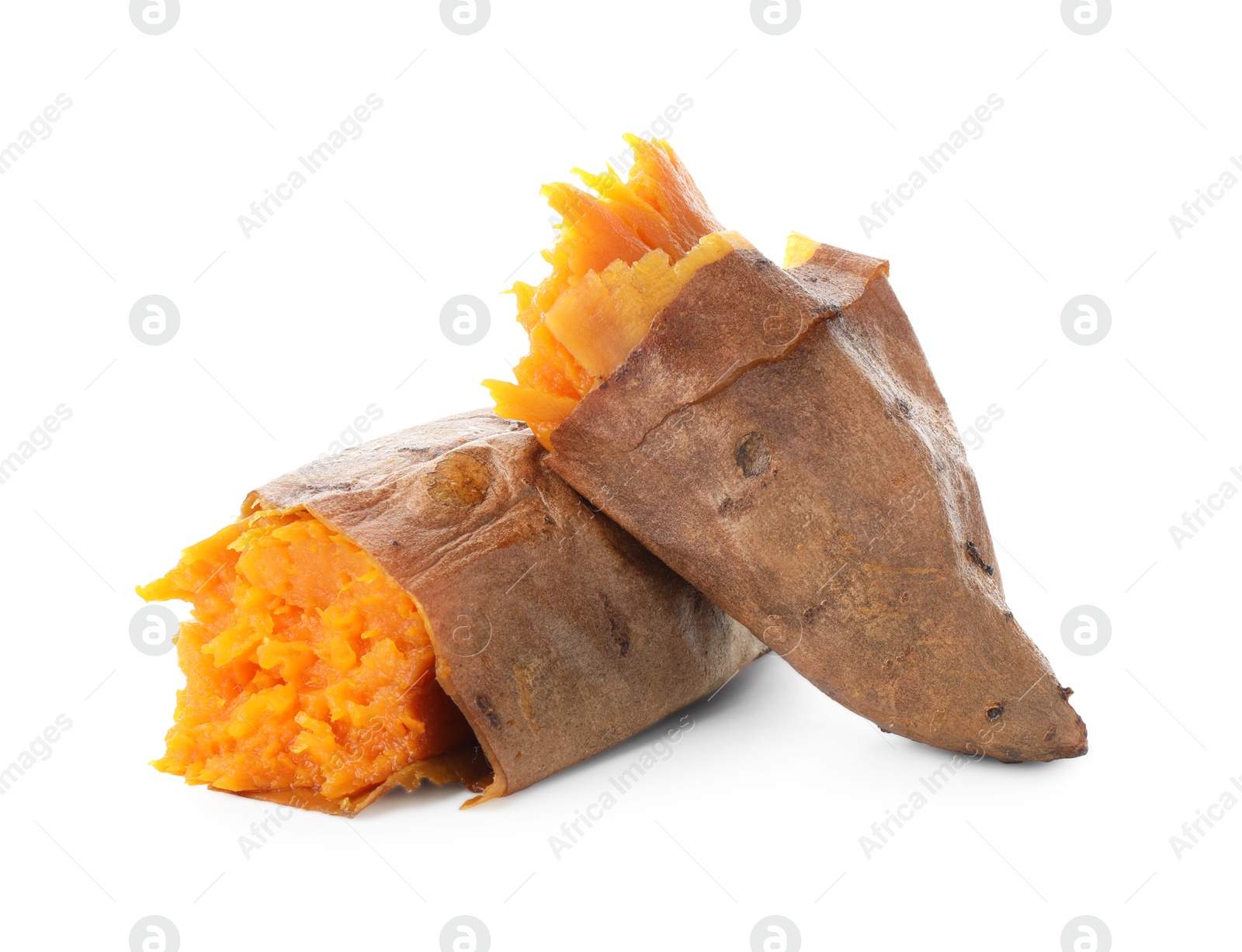 Photo of Tasty cooked sweet potato isolated on white