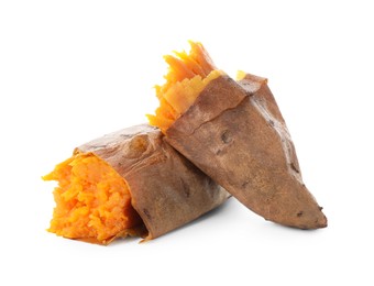 Photo of Tasty cooked sweet potato isolated on white