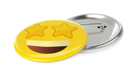 Image of Badges isolated on white. One with star-eyes face