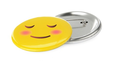 Image of Badges isolated on white. One with shy or pleased face