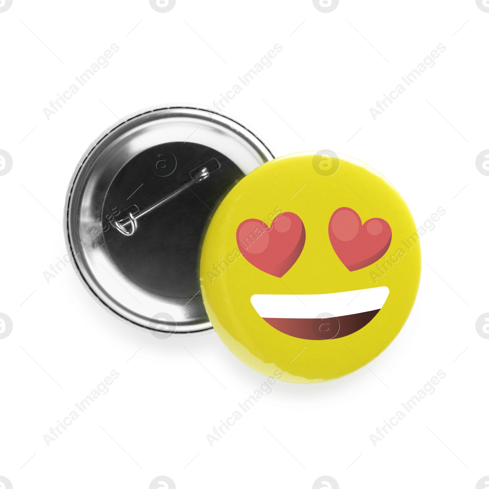 Image of Badges isolated on white. One with heart-eyes face