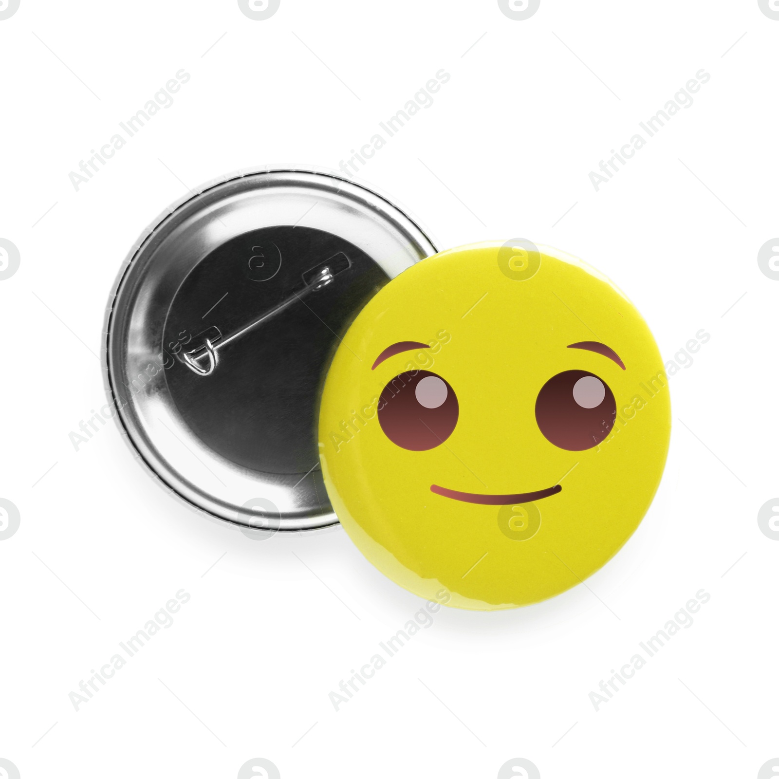 Image of Badges isolated on white. One with smiling face