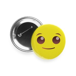 Badges isolated on white. One with smiling face