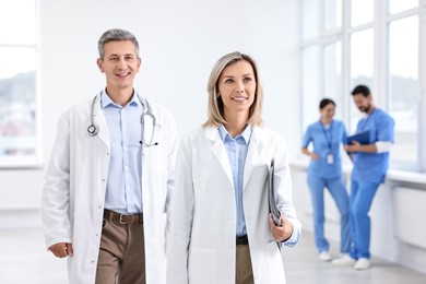 Photo of Healthcare workers in hospital, selective focus. Medical service