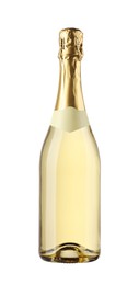 Photo of One bottle of champagne isolated on white