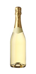 One bottle of champagne isolated on white