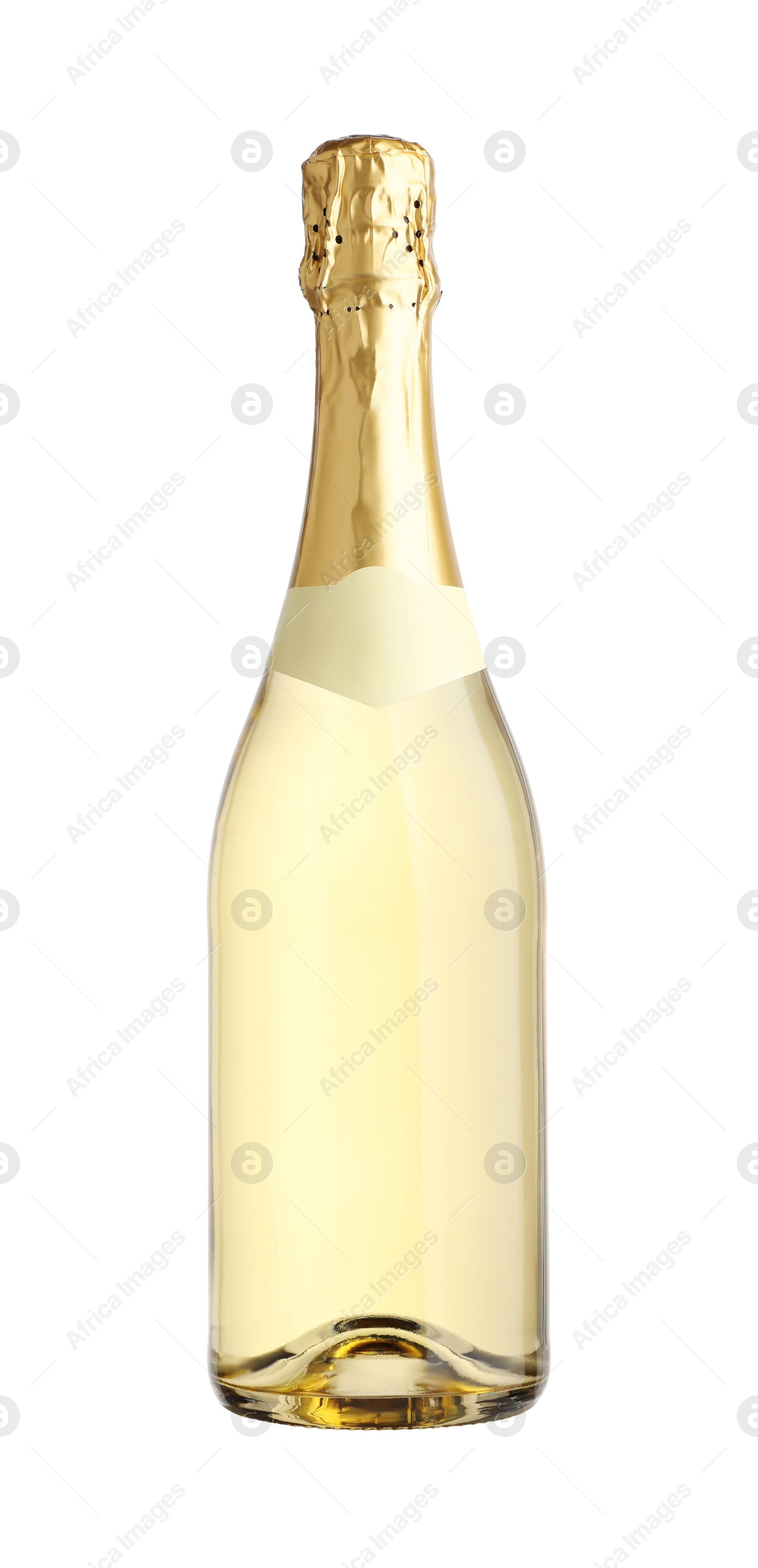 Photo of One bottle of champagne isolated on white