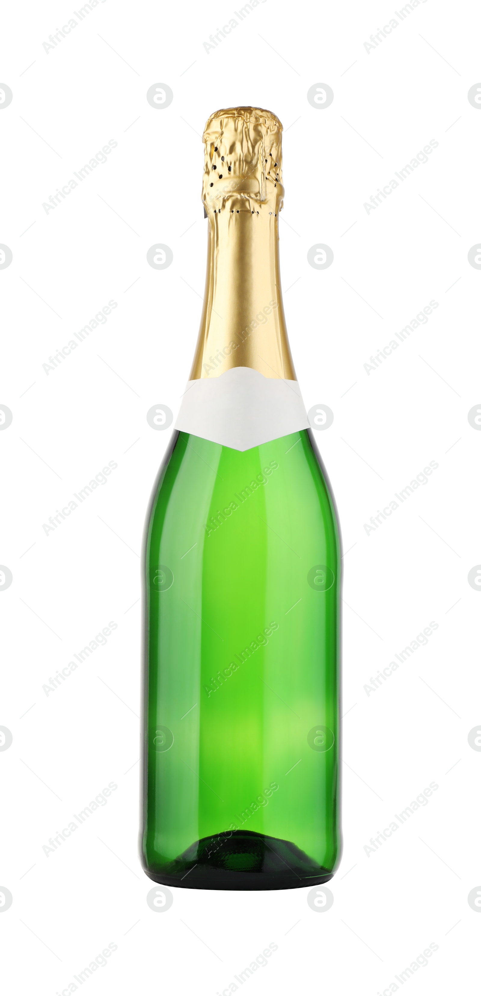 Photo of One bottle of champagne isolated on white