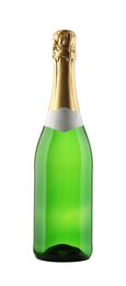 Photo of One bottle of champagne isolated on white