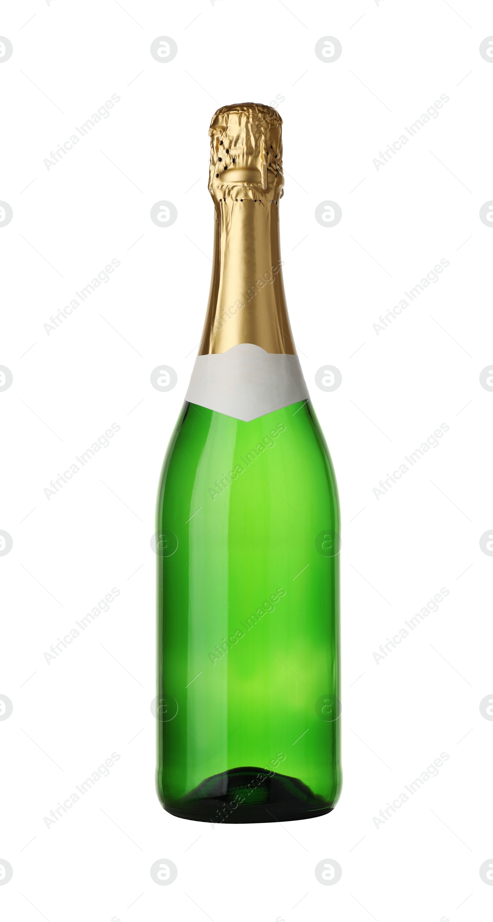 Photo of One bottle of champagne isolated on white