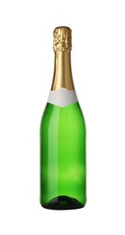 Photo of One bottle of champagne isolated on white