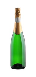 Photo of One bottle of champagne isolated on white