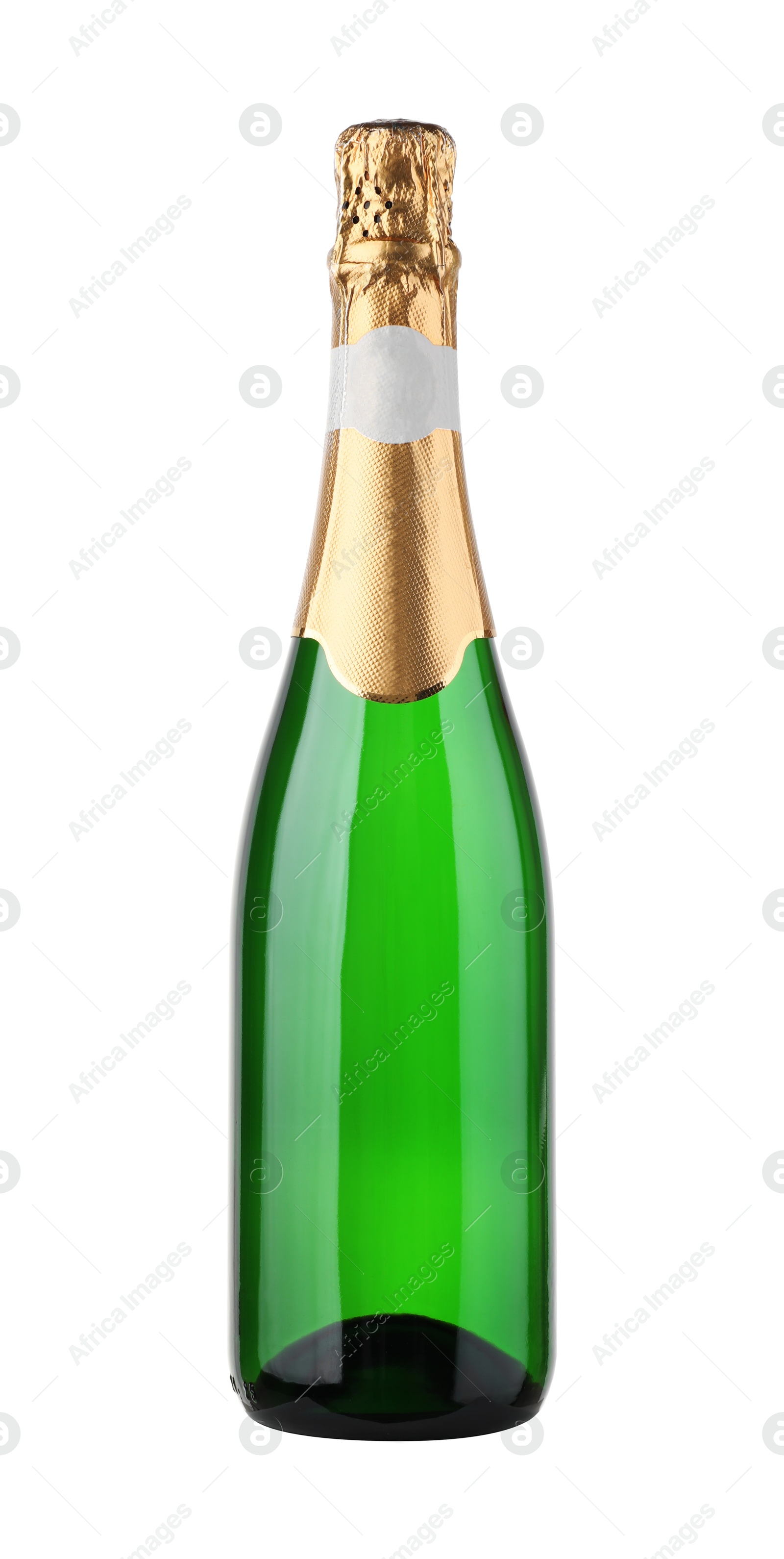 Photo of One bottle of champagne isolated on white