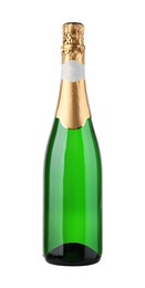 Photo of One bottle of champagne isolated on white