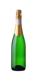 Photo of One bottle of champagne isolated on white