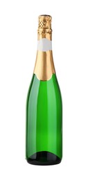 Photo of One bottle of champagne isolated on white