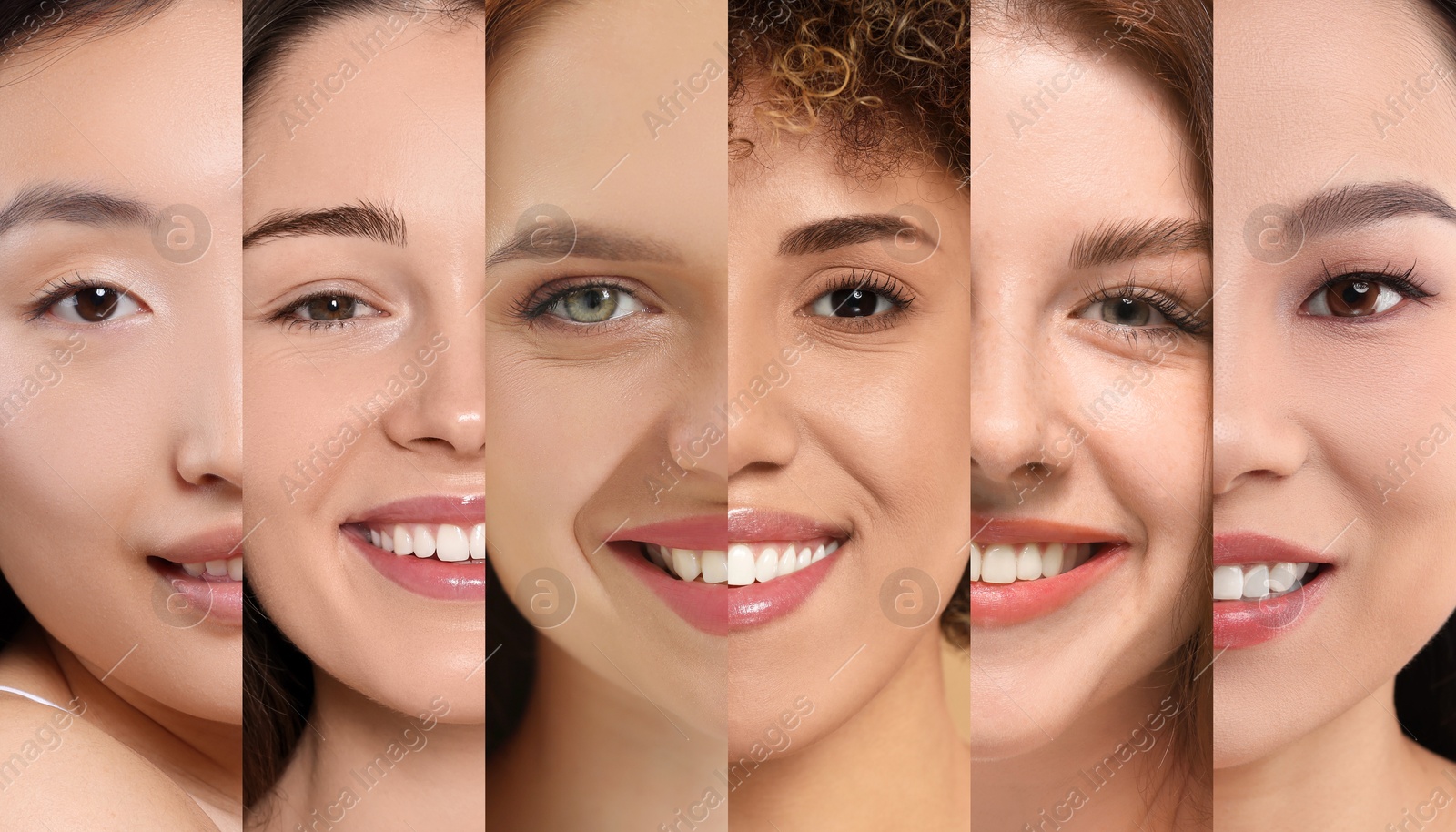 Image of Beautiful women of different ages and races, collage. Banner design