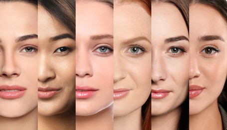 Image of Beautiful women of different ages and races, collage. Banner design