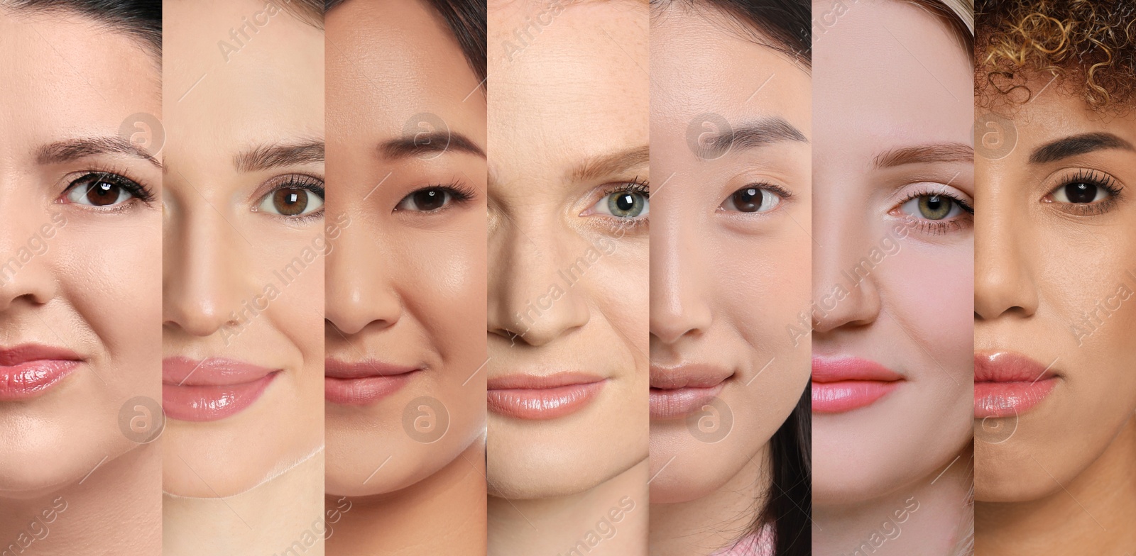 Image of Beautiful women of different ages and races, collage. Banner design