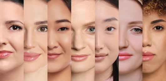 Image of Beautiful women of different ages and races, collage. Banner design