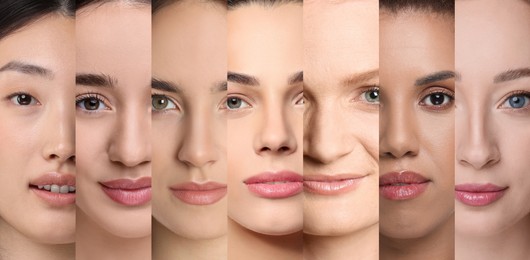 Image of Beautiful women of different ages and races, collage. Banner design